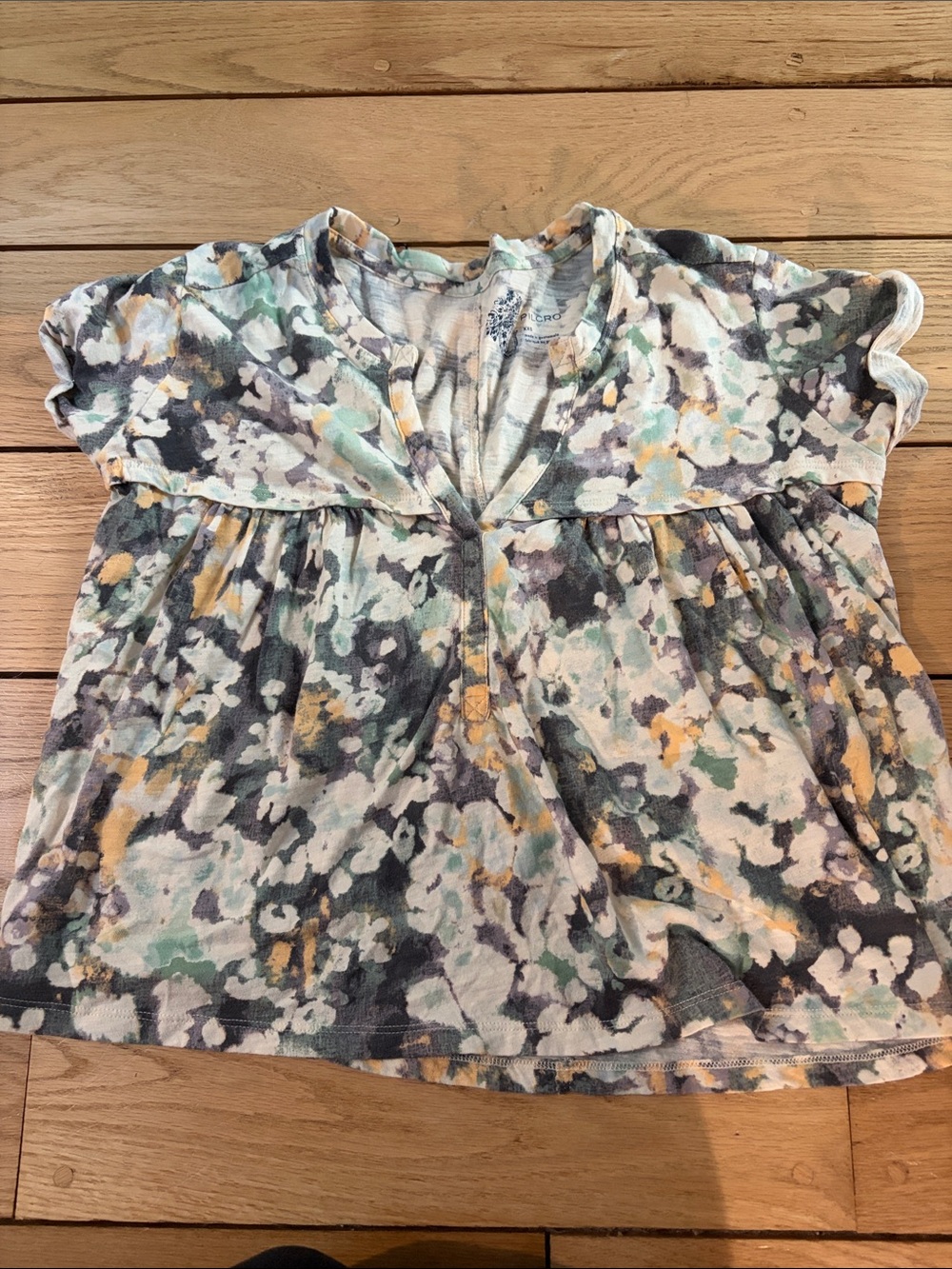 Pilcro Floral Watercolor Ruffle-Yoke Women's Top - Multi
